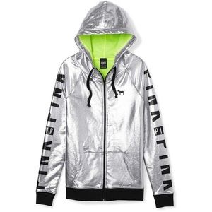 Small PINK Victoria secret silver metallic jacket